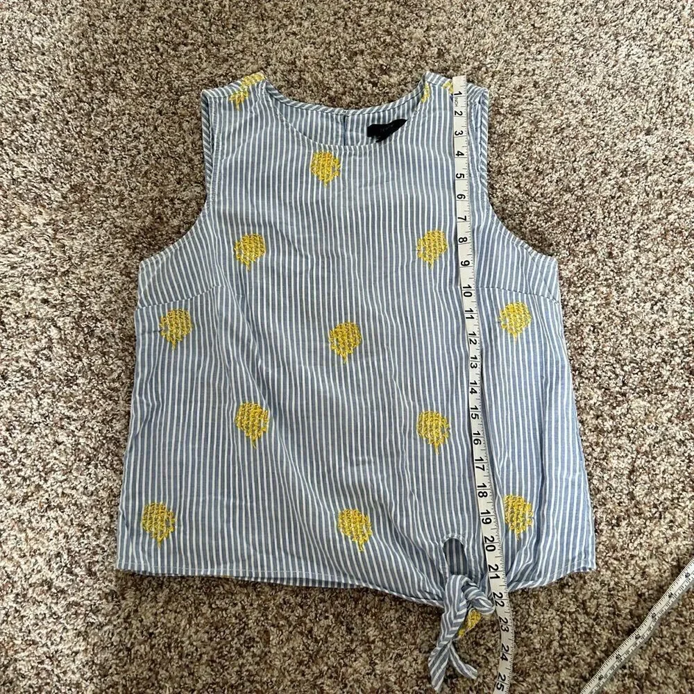 J. Crew Seersucker Cropped Embroidered Tank Top Sz 8